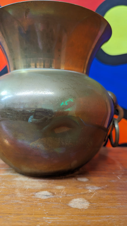 Vintage brass vase with handles