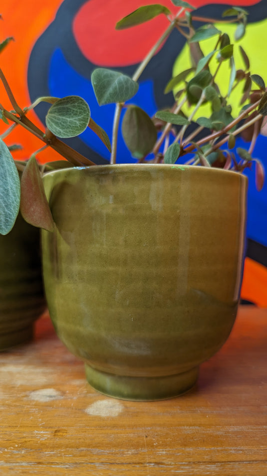 Vintage green pots set of two
