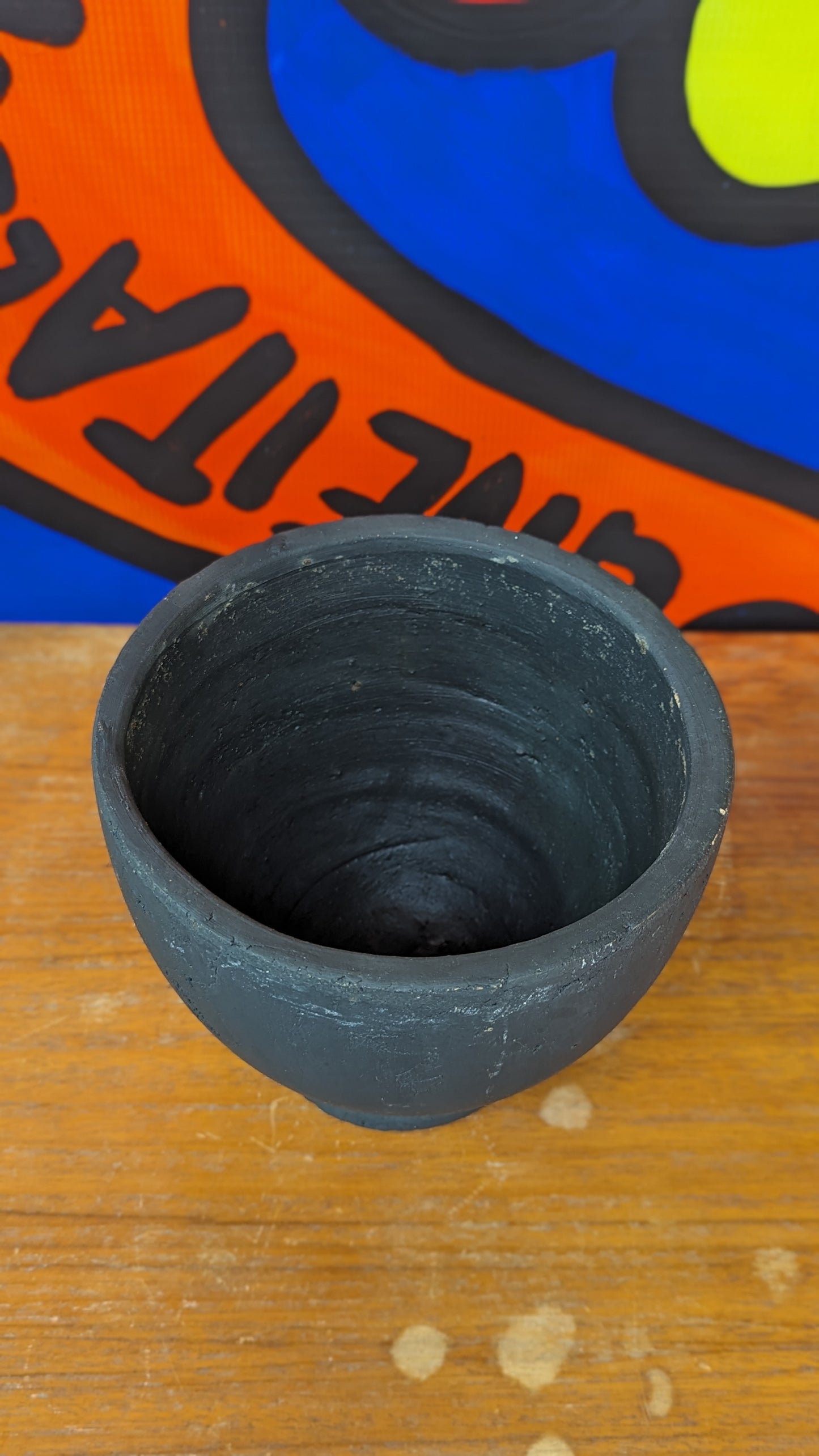 Vintage black concrete pot