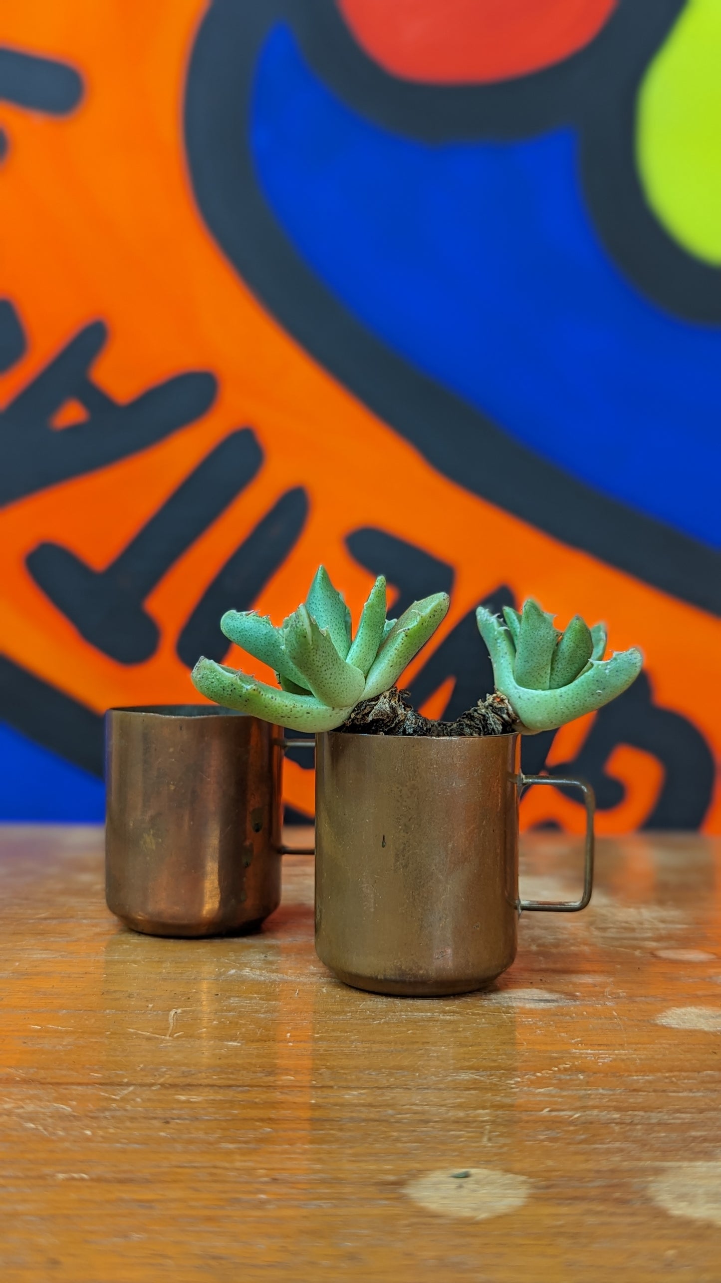 Vintage tiny copper mugs set of 2