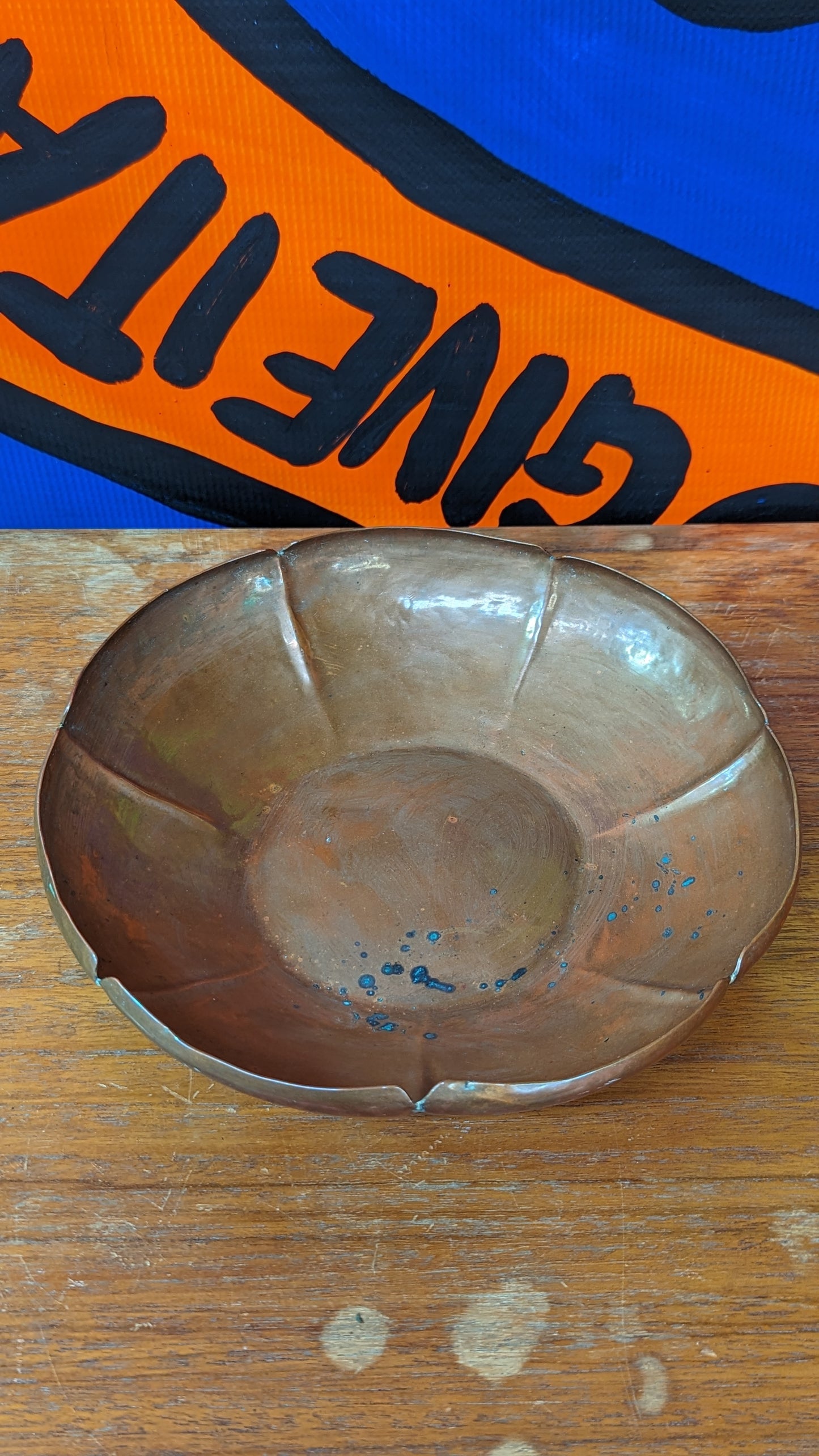 Vintage copper poppy dish