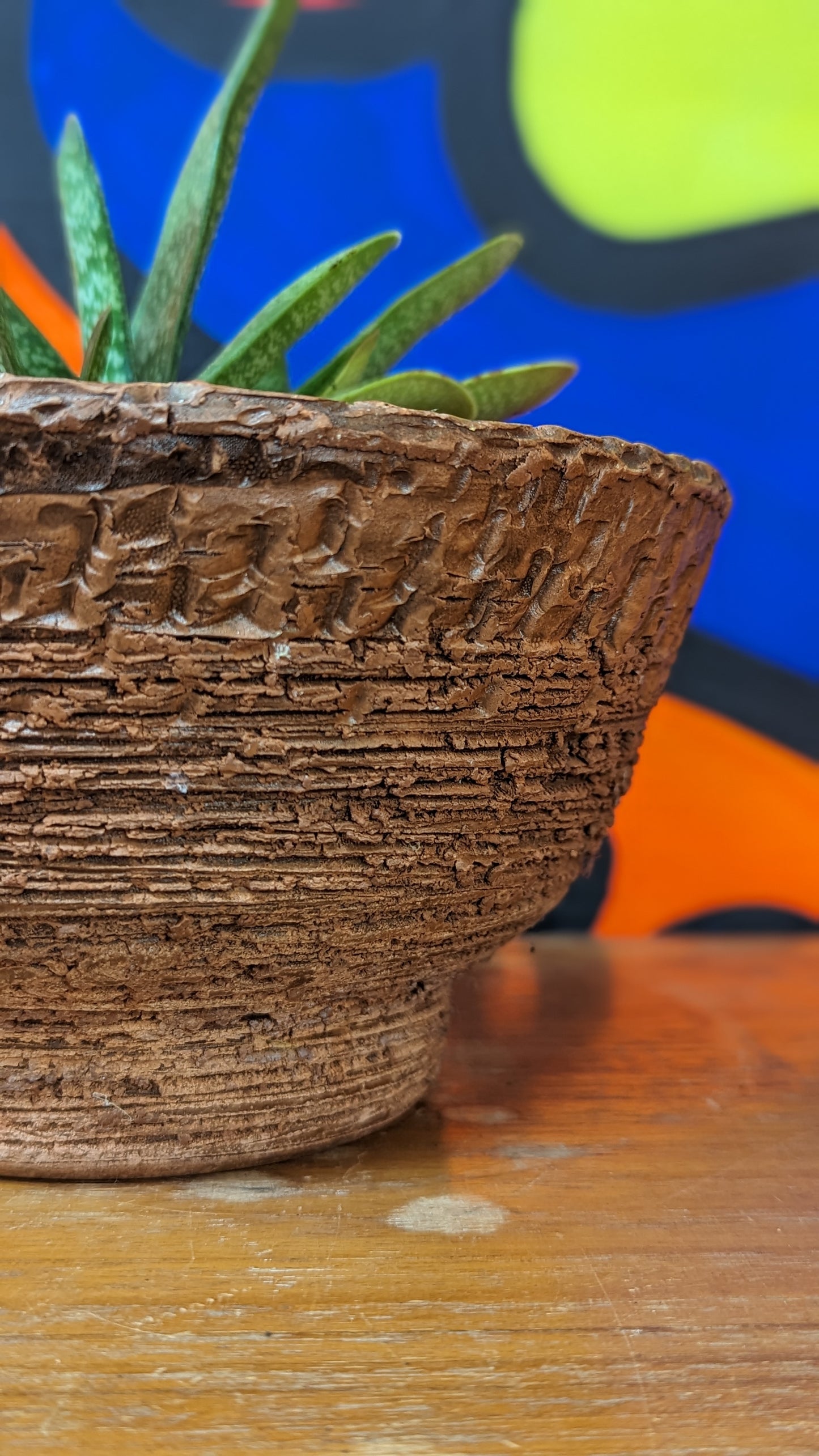 Vintage textured terracotta bowl