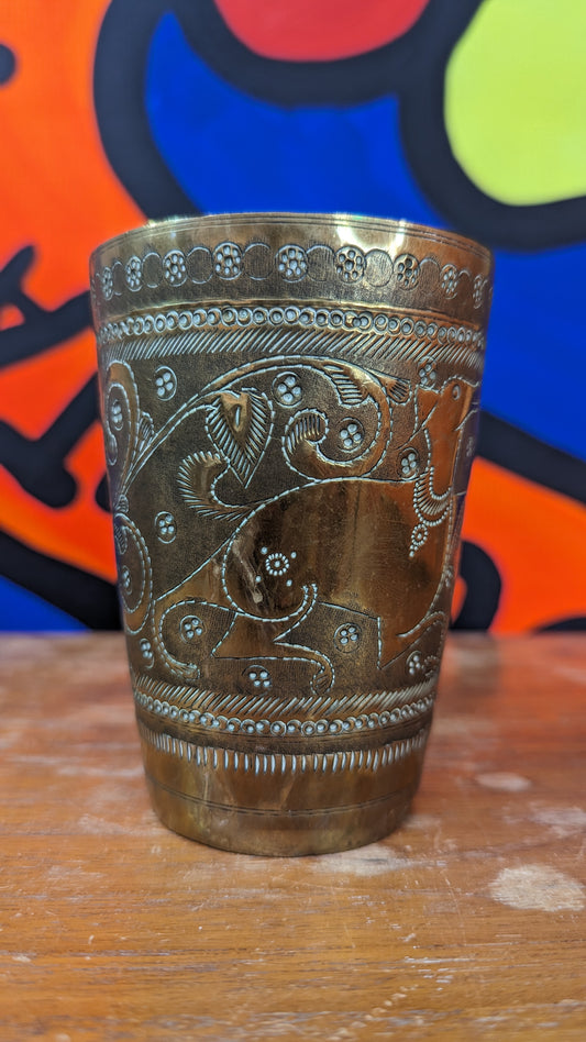 Vintage Indian brass cups set of 2 (large)