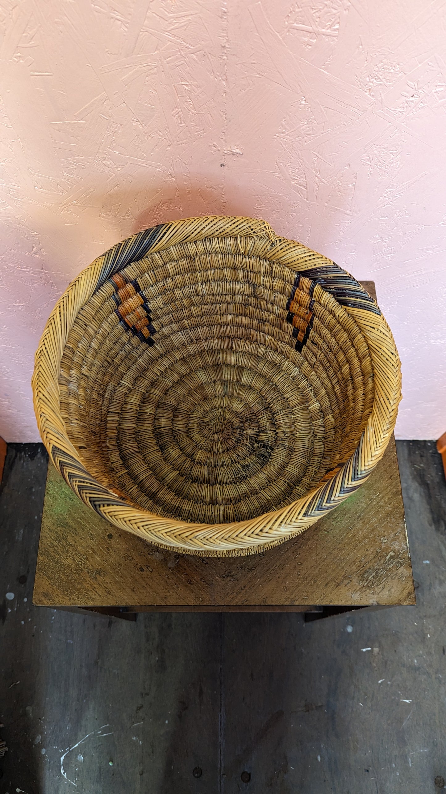 Vintage woven basket + saucer
