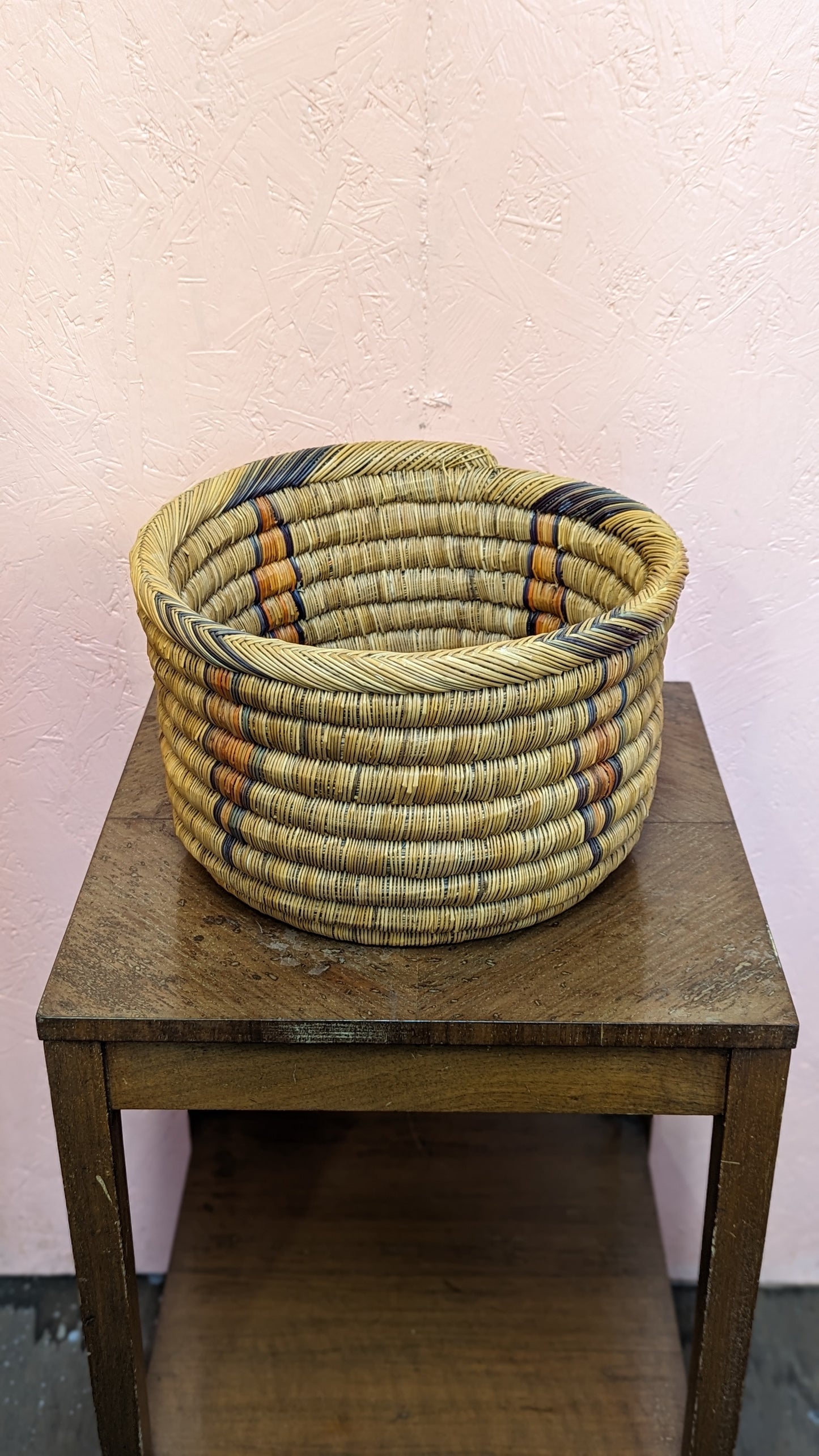 Vintage woven basket + saucer