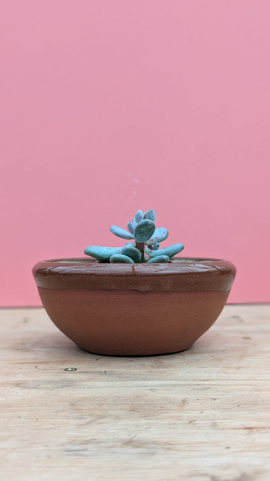 Glazed terracotta bowl blue