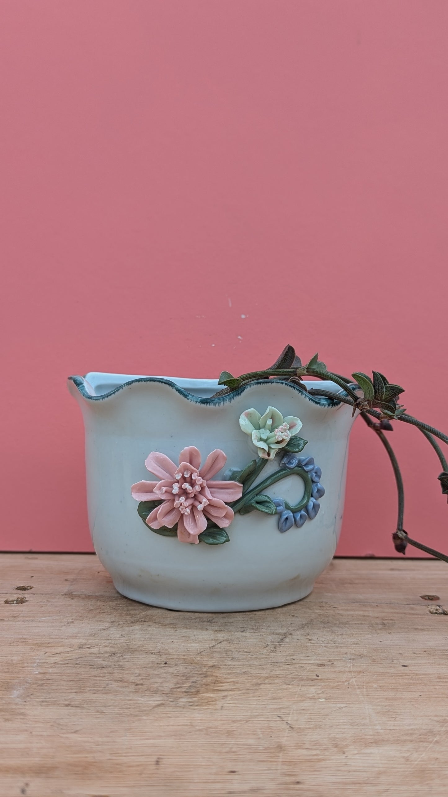 White ceramic wall hanging pot