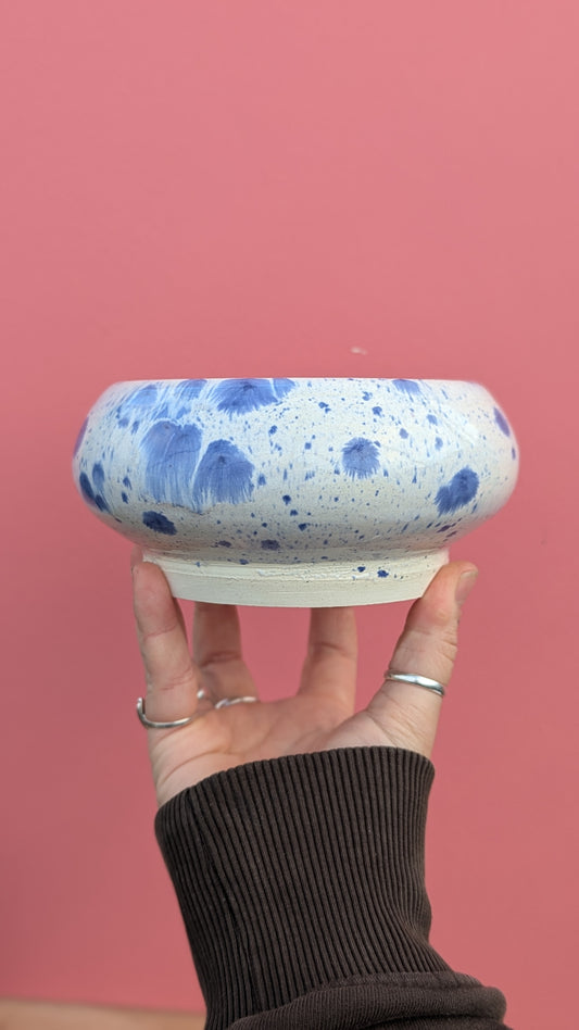 Pottery By Tina: blue/white splodge bowl