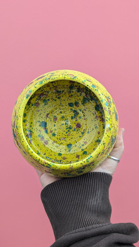 Pottery By Tina: yellow splodge bowl